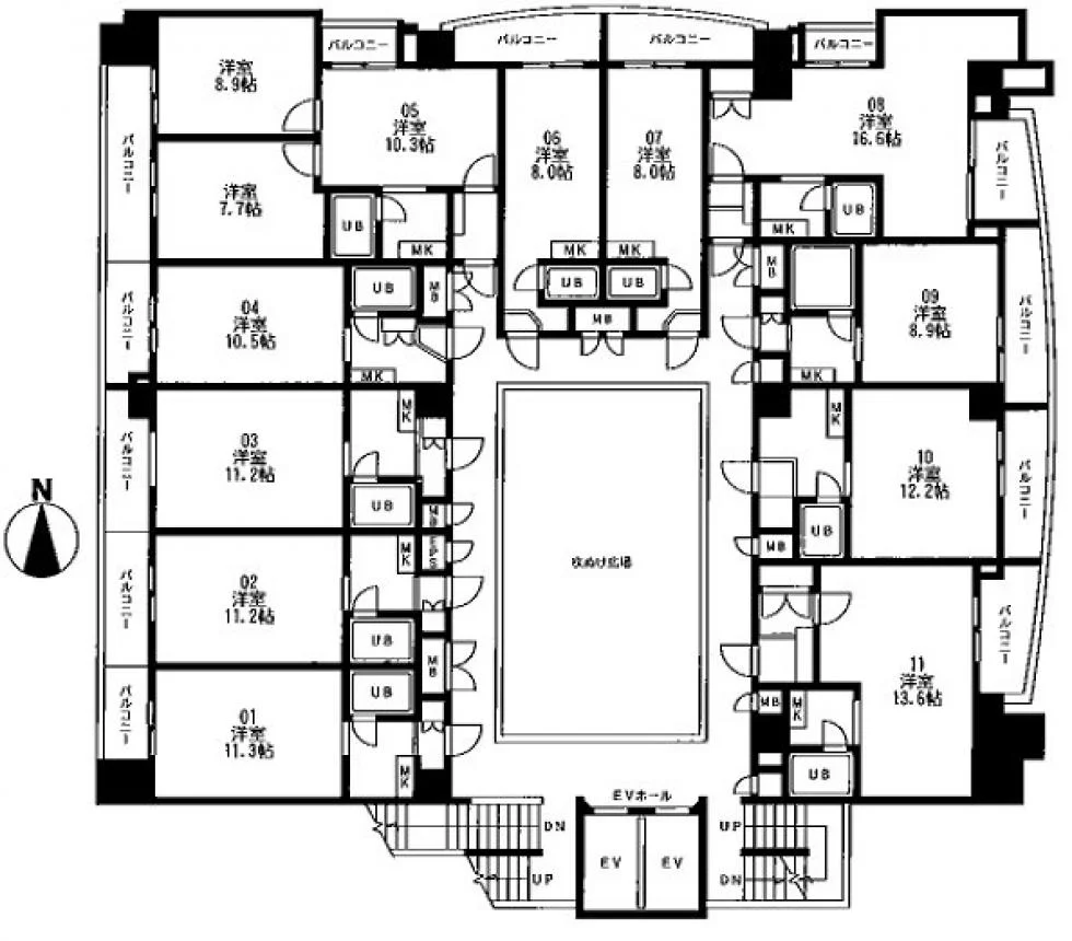花和(HANAWA Bldg)ビル 9 フロア図面 1