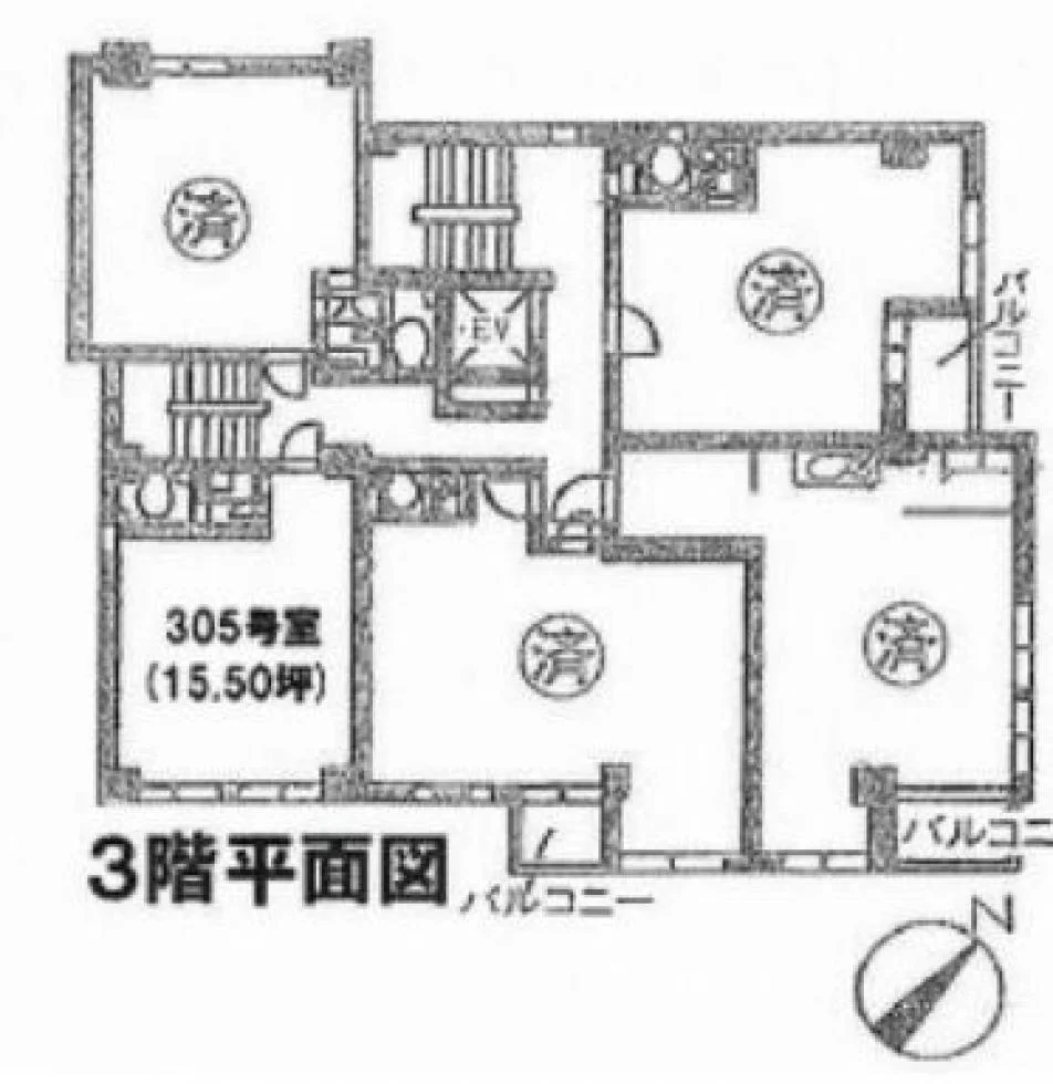 シャトー佐和ビル 3 フロア図面 1