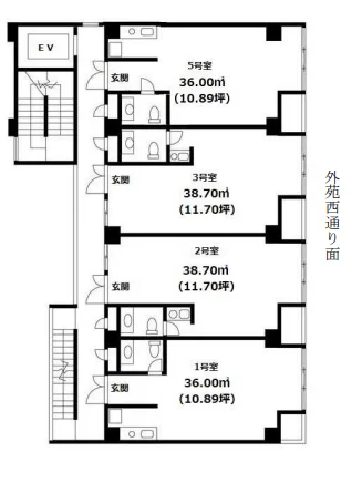 第2横芝ビル(パールハイツ横芝) 5 フロア図面 6
