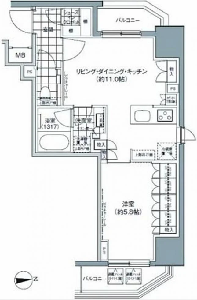 パークハビオ上野3丁目(PARK HABIO上野3丁目) 9 フロア図面 1